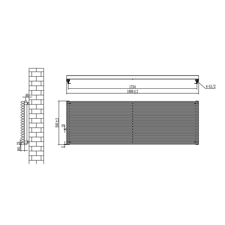 Ventura Linea Dark Grey Anthracite Oval Unique Designer Radiator 595x1800mm Single Panel 5928 BTU - Horizontal Bars - Image 6