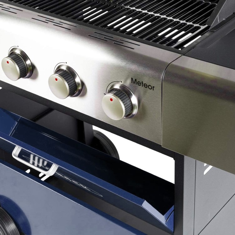 Outback Meteor - 4 Burner Gas BBQ Grill with Side Burner - Blue - Image 6
