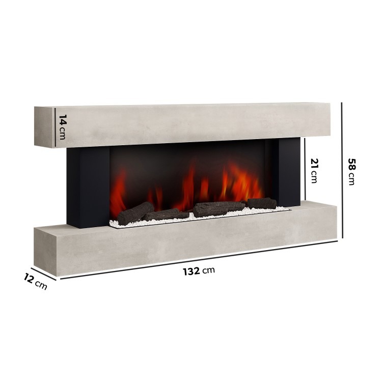 Stone-Effect Wall-Mounted Electric Smart Fire Place with Surround - 52 Inch - AmberGlo - Image 6