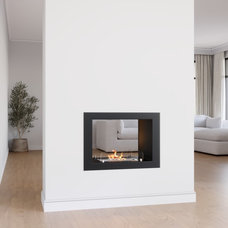 Double-Sided Bioethanol Fireplace in Black - 27 Inch - AmberGlo - Image 6