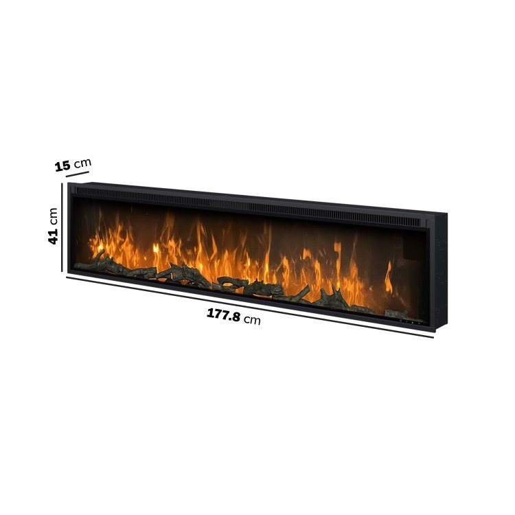 Black Slimline Inset Electric Media Wall Smart Fire Place - 70 Inch - AmberGlo - Image 7