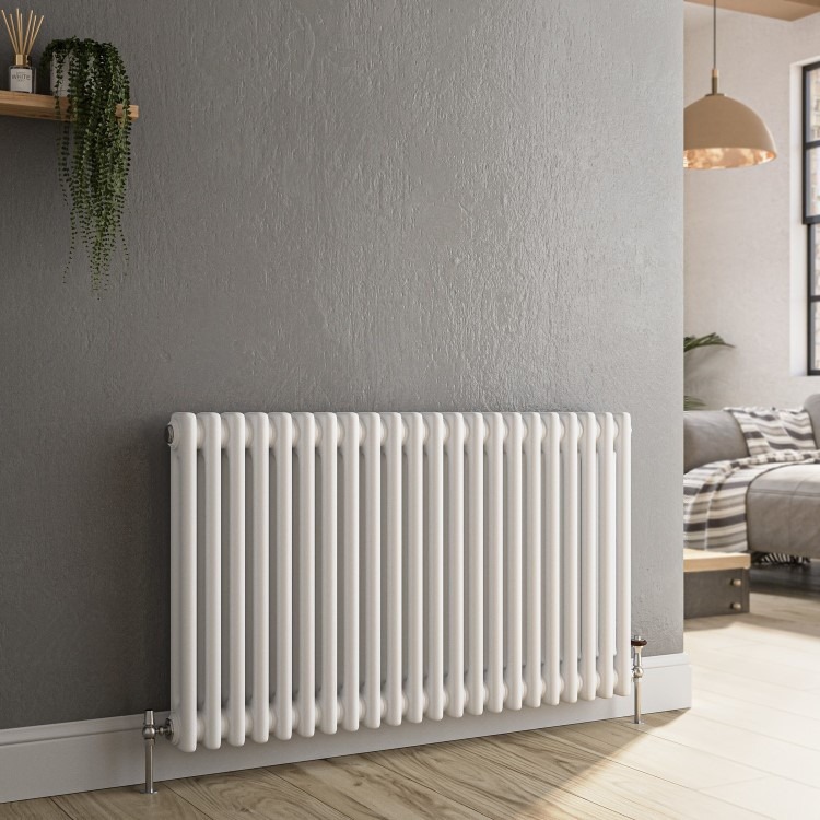 Reggio White Horizontal Double Column Traditional Radiator 600x1010mm 3462 BTU - Cast Iron Style - Image 6