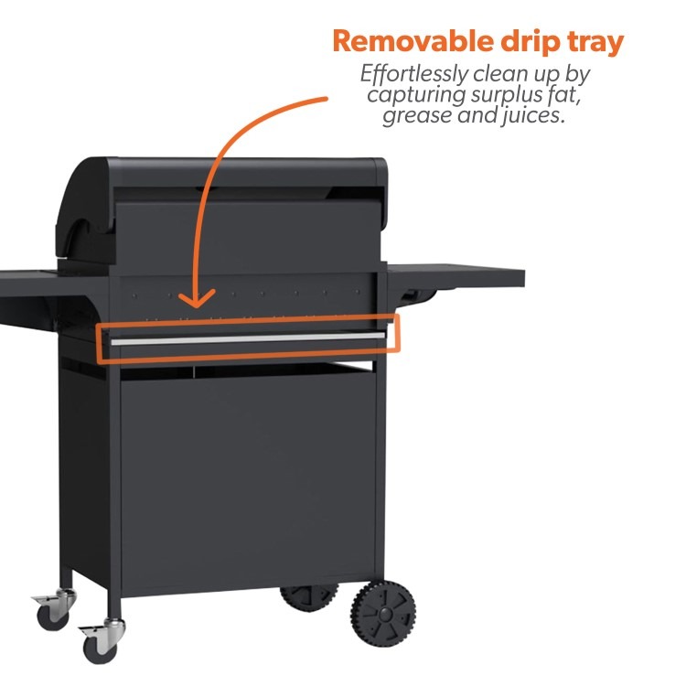 Boss Grill Kentucky Premium - 4 Burner Gas BBQ Grill with Side Burner - Black - Image 7