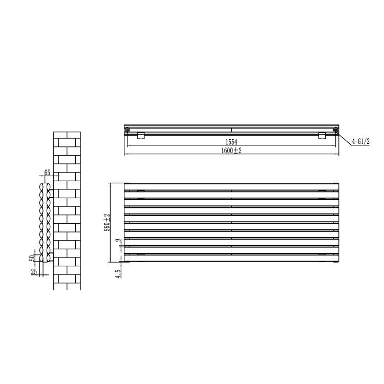 Riace White Horizontal Flat Designer Radiator 800x1020mm Double Panel 4948 BTU - Image 6