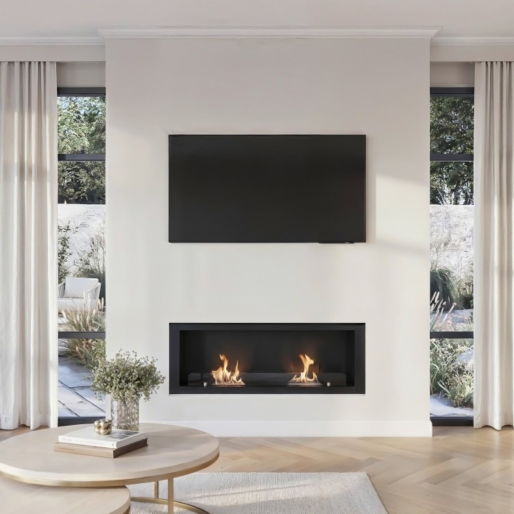Bioethanol Media Wall Fireplace in Black - 50 Inch - AmberGlo - Image 9