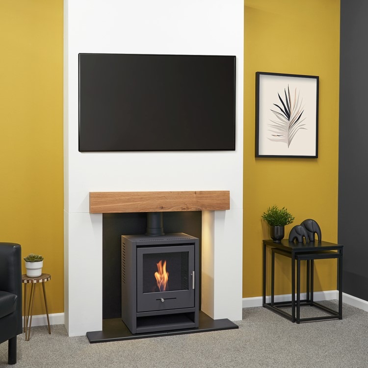 Prebuilt Media Wall with Bioethanol Log Burner-Style Fireplace - Acantha OKO S1 - Image 9