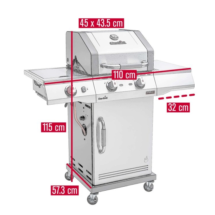 Char-Broil Advantage PRO S 2 - 2 Burner Gas BBQ Grill with Side Burner - Silver - Image 2