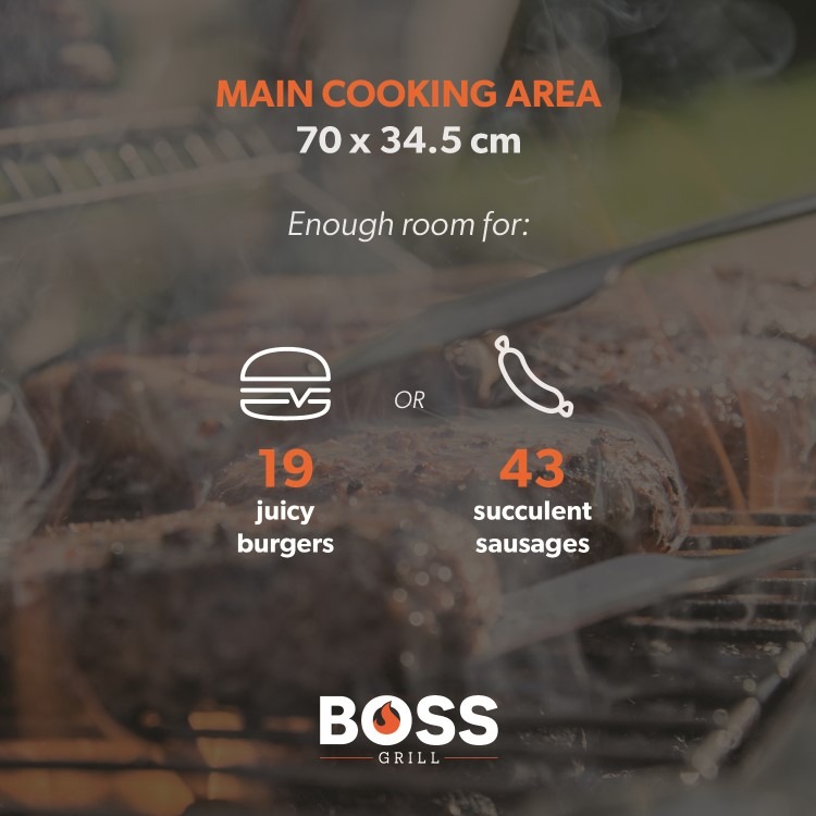 Boss Grill Deluxe Portable - 2 Burner Gas BBQ Grill with Trolley - Grey - Image 10