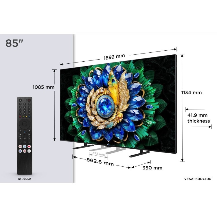 TCL 85A400M-UK 85" QD-Mini LED Google TV – Ultra Large 85 Inch 4K Smart TV with Dolby Vision HDR & Cinematic Home Entertainment - Image 11