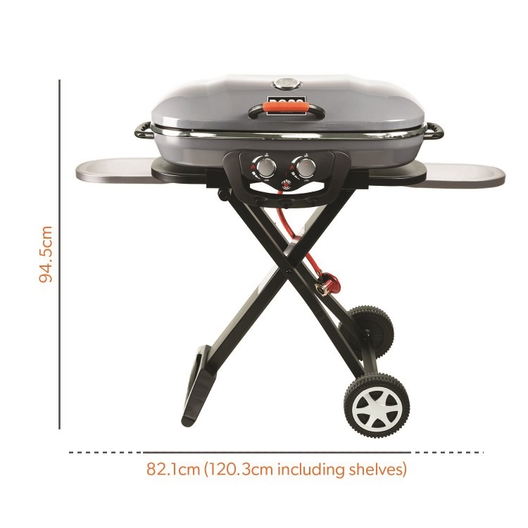 Boss Grill Deluxe Portable - 2 Burner Gas BBQ Grill with Trolley - Grey - Image 12