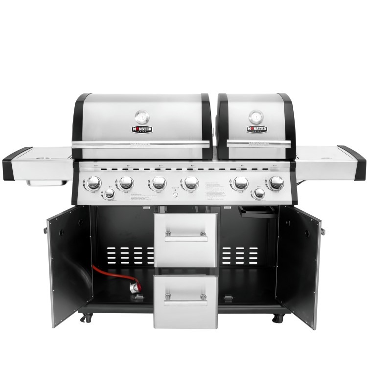 Monster Grill 6 Burner Double Header Gas BBQ - Stainless Steel - Image 13