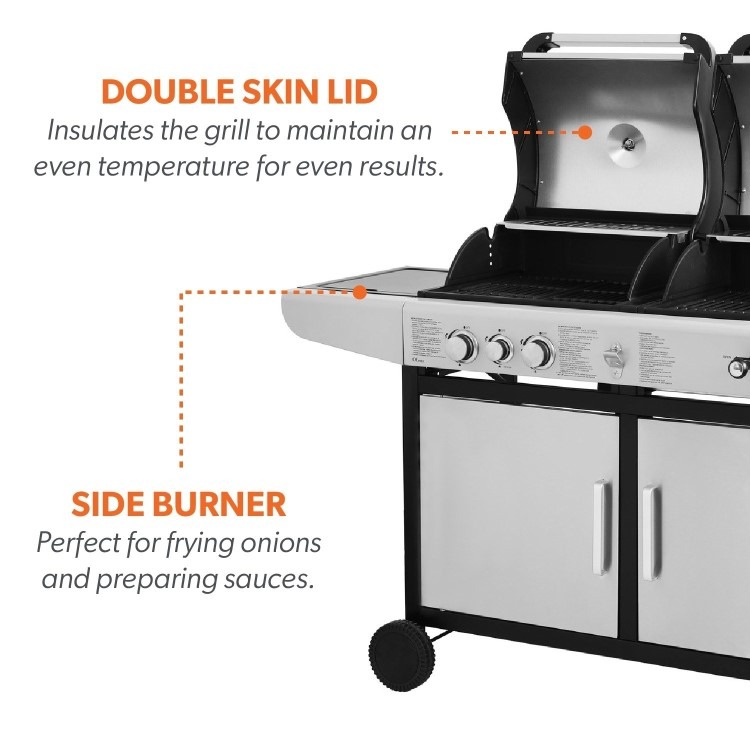 Boss Grill Premium Dual Fuel - 2 Burner Dual Fuel BBQ Grill with Side Burner - Stainless Steel - Image 14