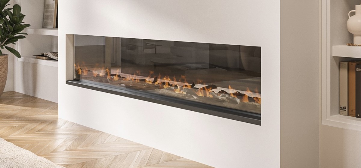Black 3-Sided Inset Electric Media Wall Smart Fire Place - 50 Inch - AmberGlo - Image 4
