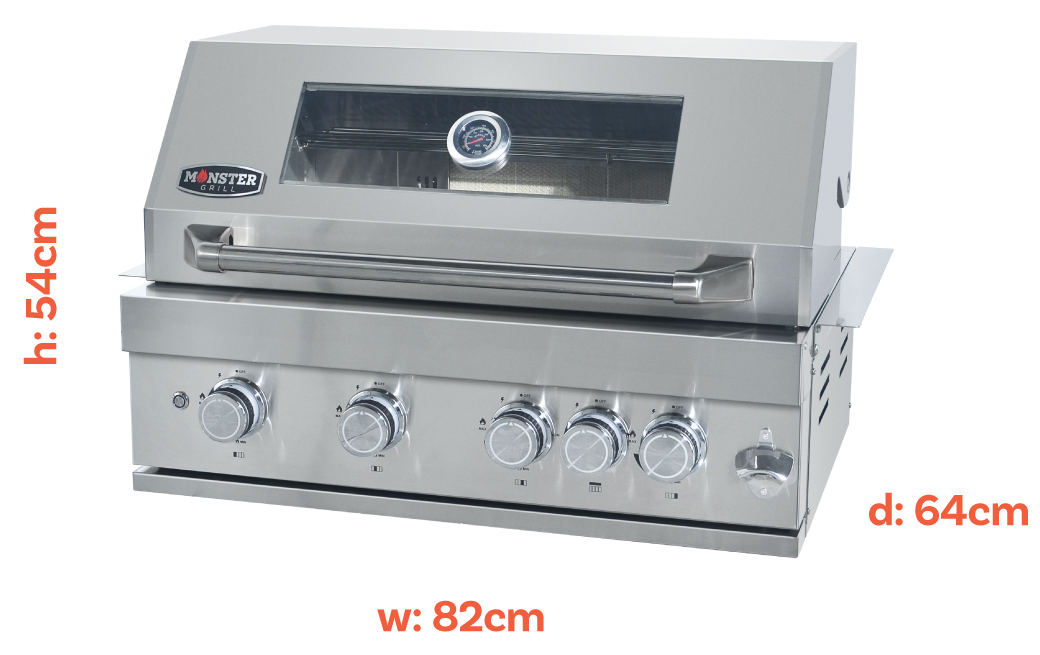 Monster Grill 4 Burner Built-In Gas BBQ - Stainless Steel - Image 13