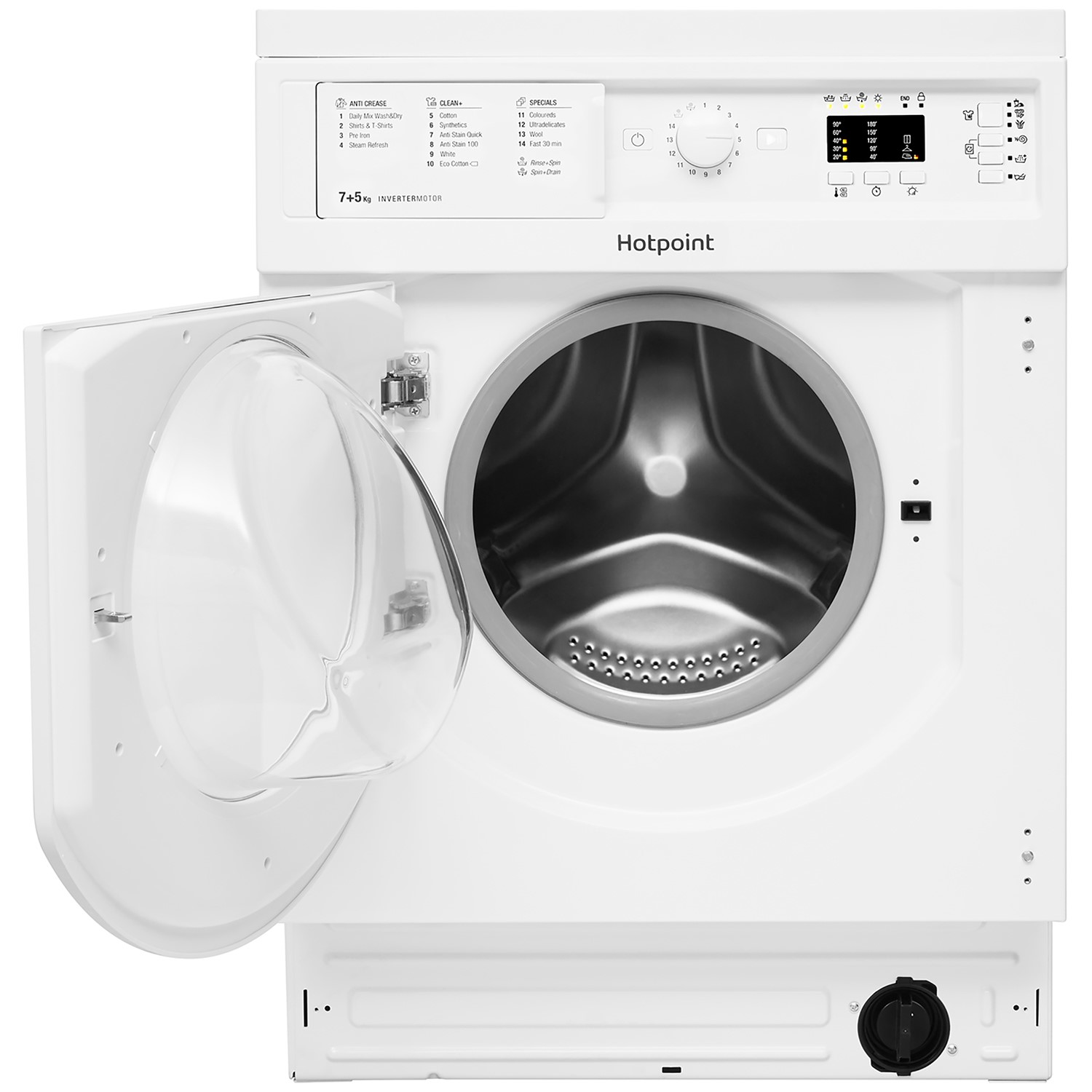 Hotpoint Anti-stain 7kg Wash 5kg Dry 1400rpm Integrated Washer Dryer- - Quiet, Steam - White - Image 2