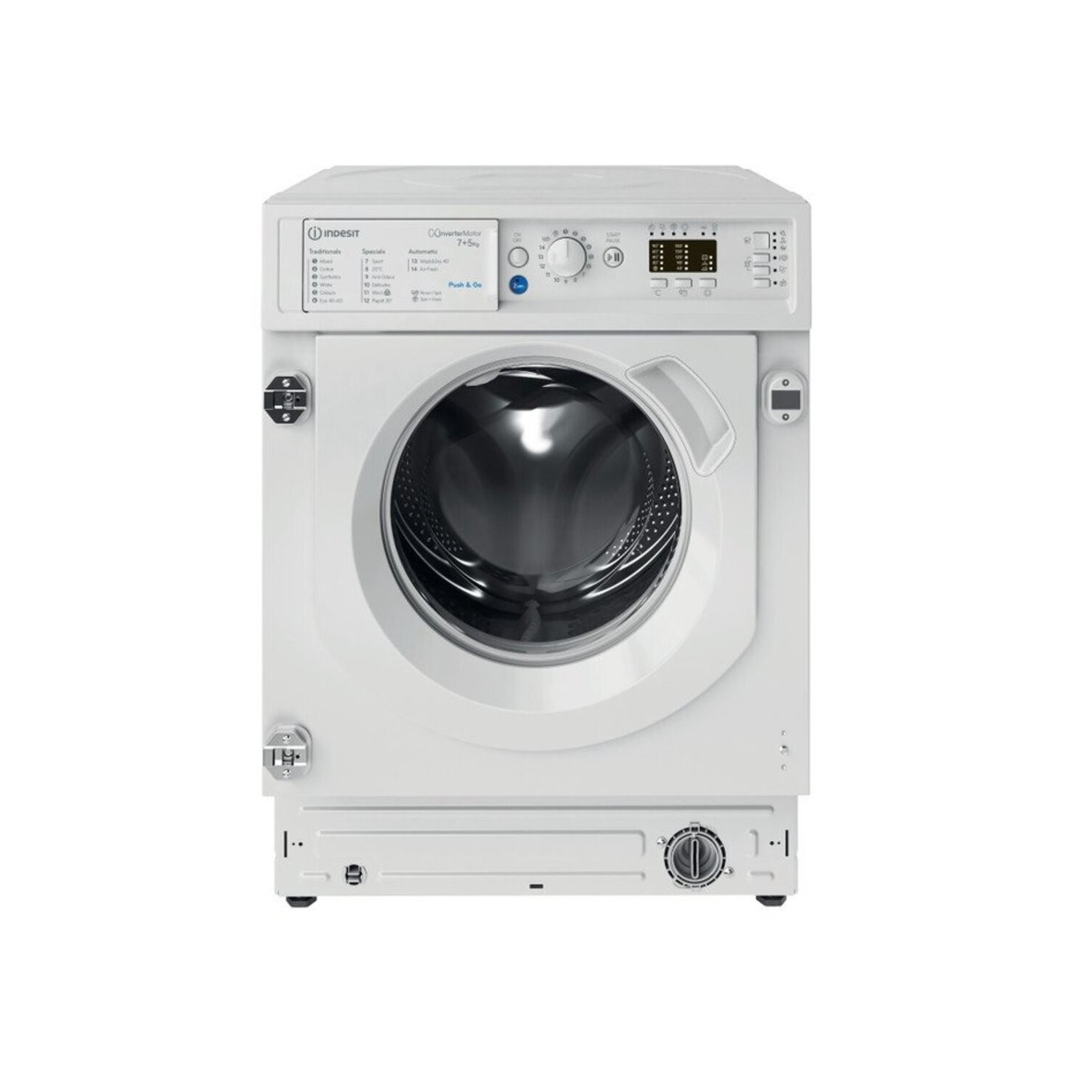 Indesit Push&Go 7kg Wash 5kg Dry 1400rpm Integrated Washer Dryer - Quiet, Steam - White