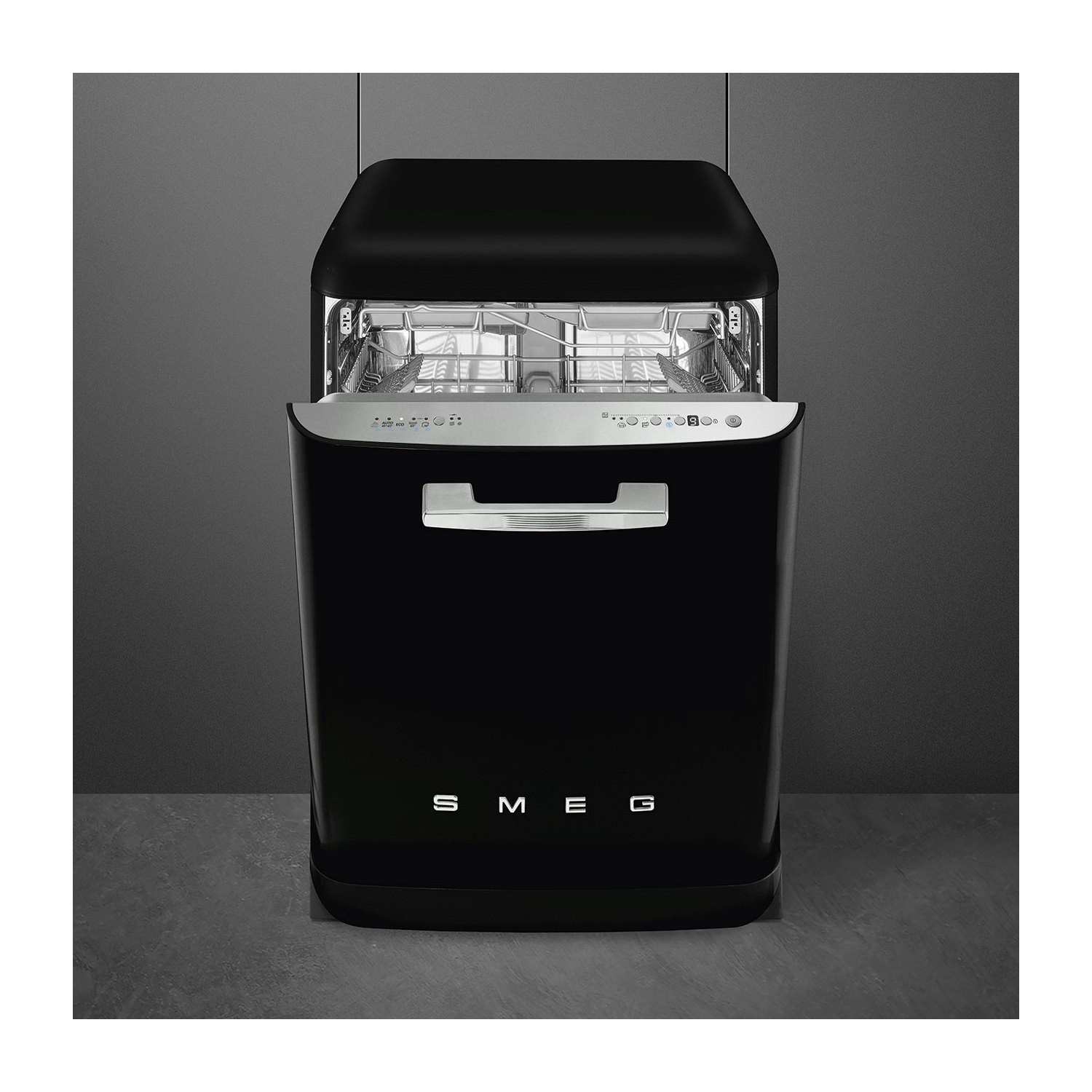 Smeg Retro Freestanding Dishwasher - B-Rated, Black - Image 2