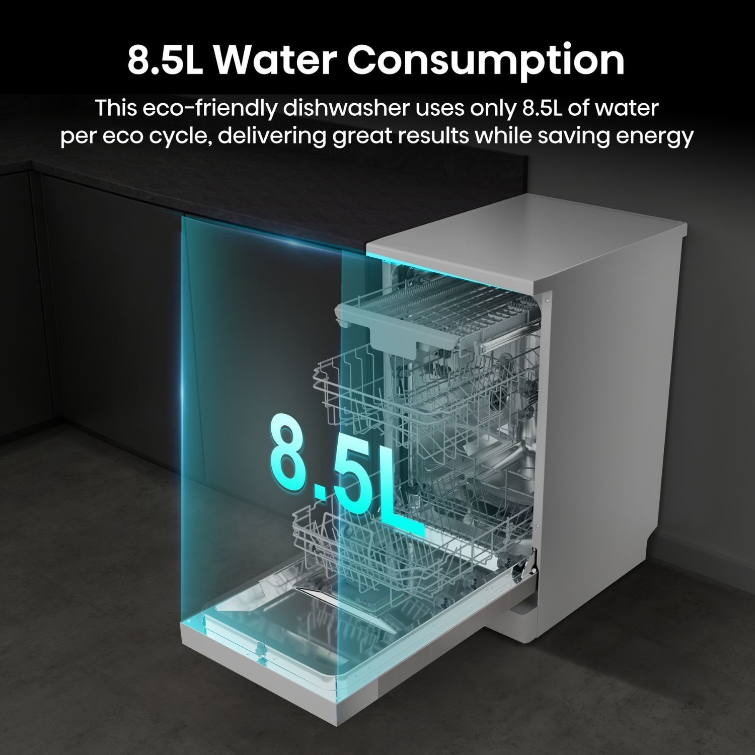 Hisense Hi4 Freestanding Dishwasher - Auto dry B-Rated Silver - Image 9