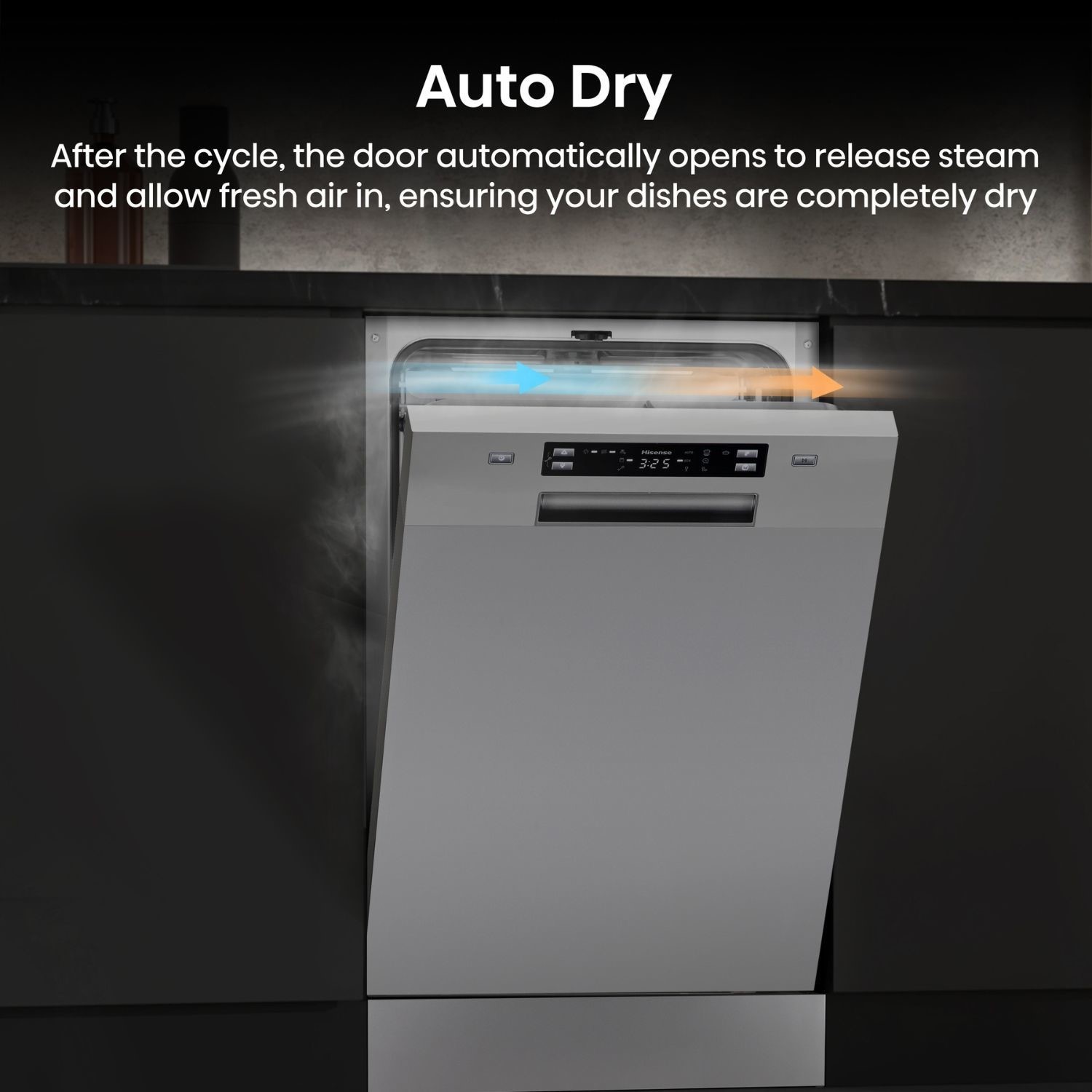 Hisense Hi4 Freestanding Dishwasher - Auto dry B-Rated Silver - Image 10