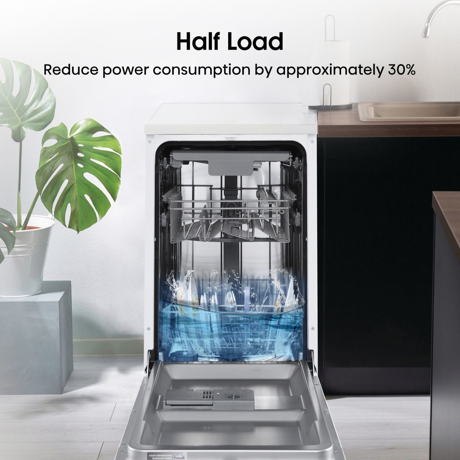 Hisense Hi4 Freestanding Slimline Dishwasher - Super Silent - White - Image 3