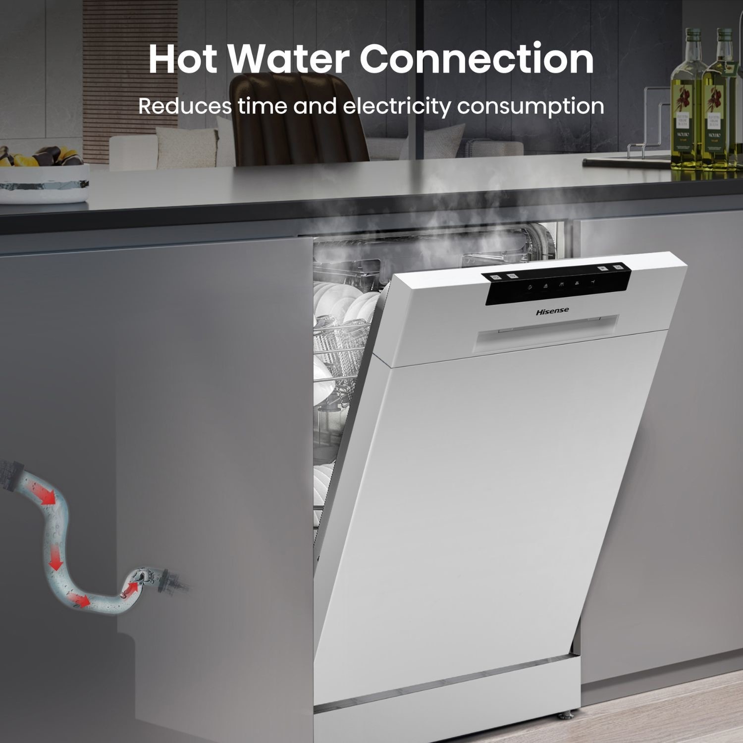 Hisense Hi4 Freestanding Slimline Dishwasher - Super Silent - White - Image 6
