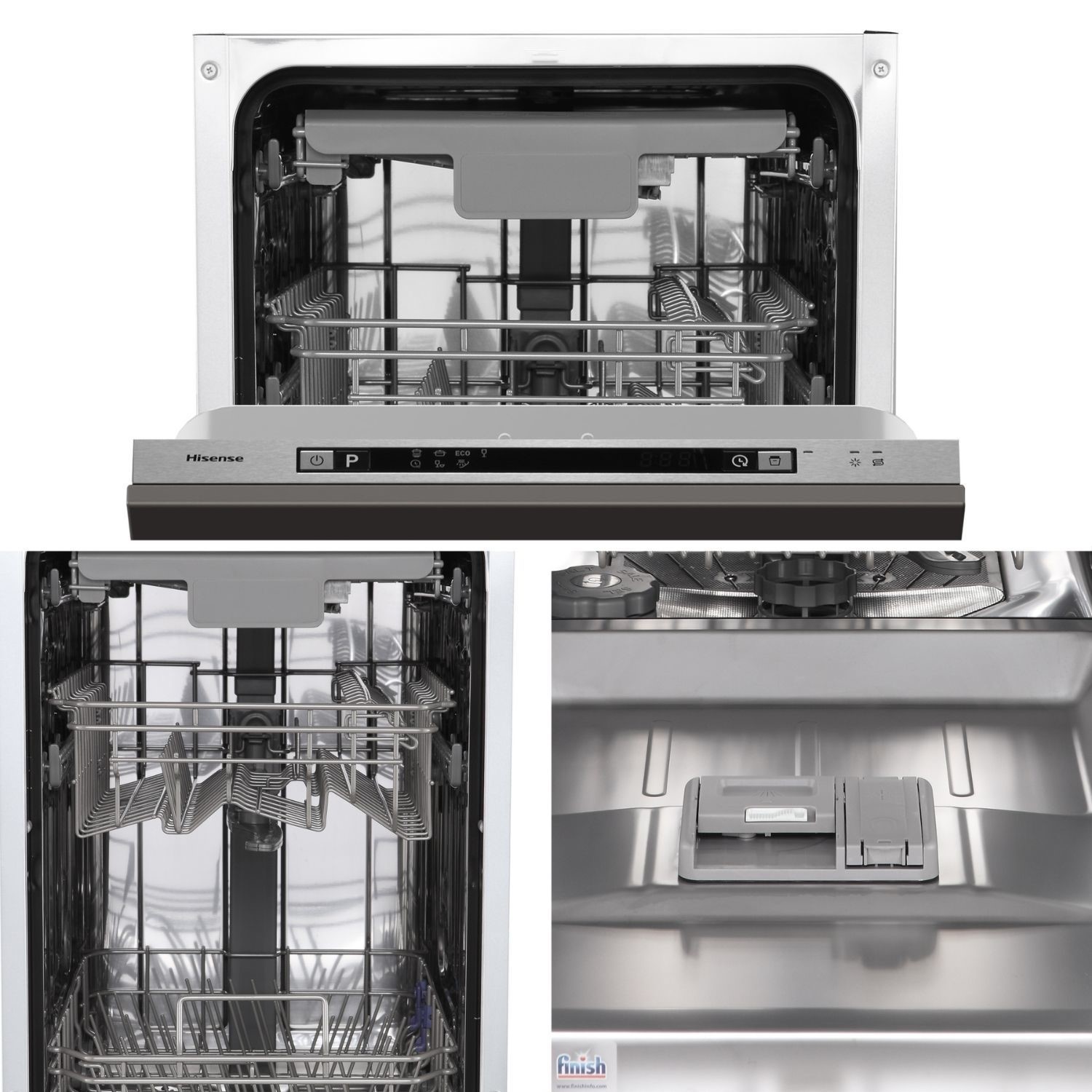 Hisense Integrated Slimline Dishwasher - Auto Dry C-Rated Silver control panel - Image 3