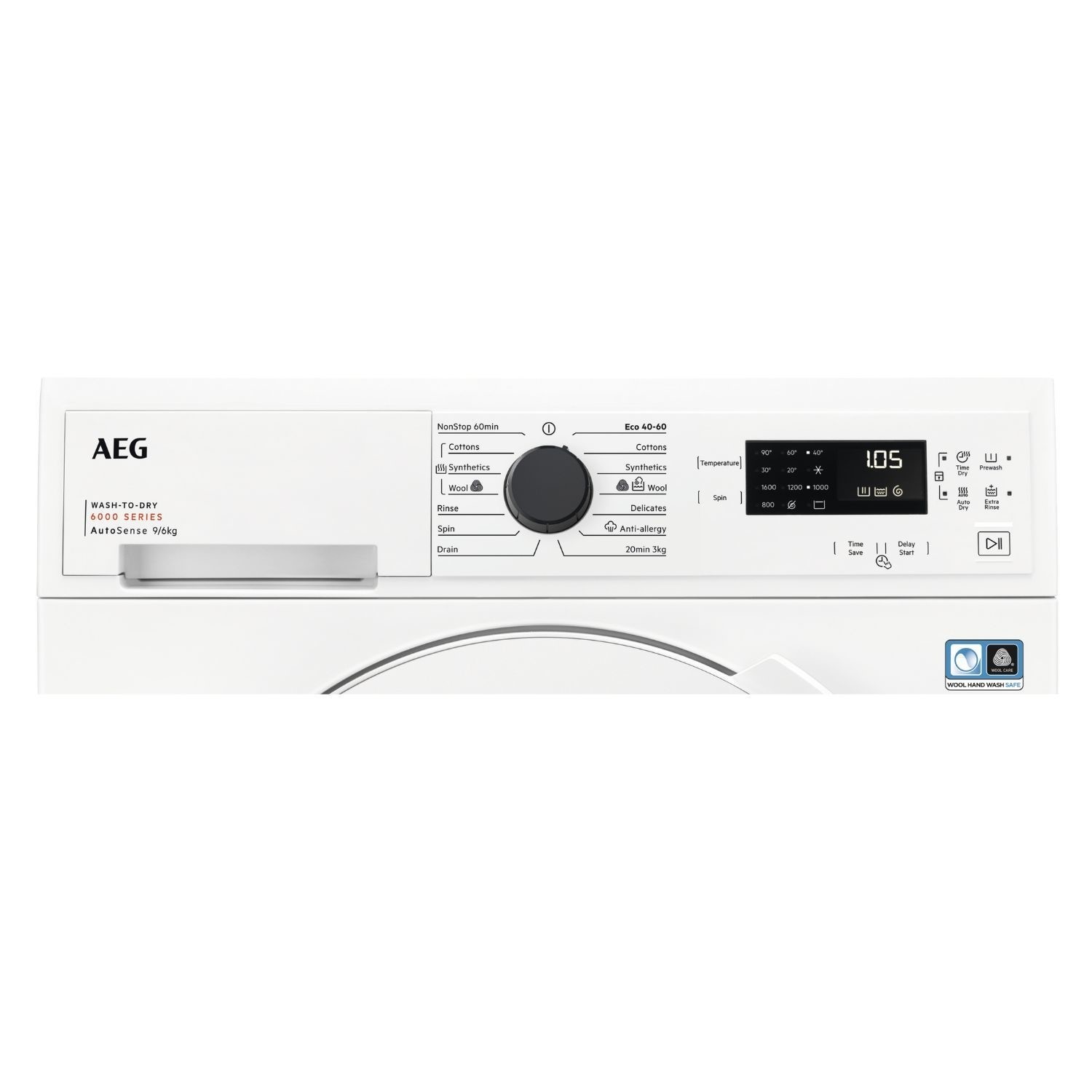AEG 6000 Series AutoSense 9kg Wash 6kg Dry 1600rpm Washer Dryer - White - Image 2