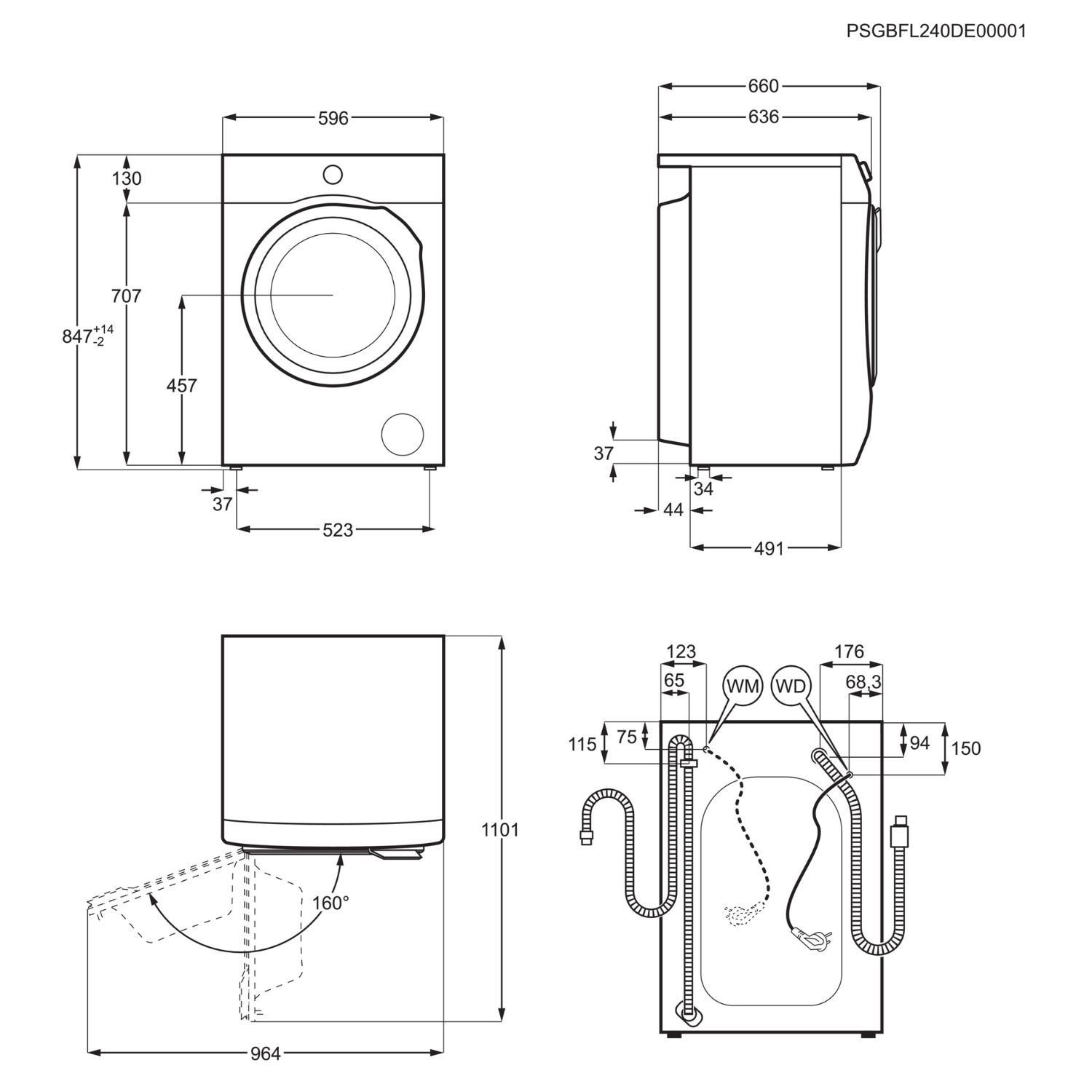 AEG 6000 Series AutoSense 9kg Wash 6kg Dry 1600rpm Washer Dryer - White - Image 4