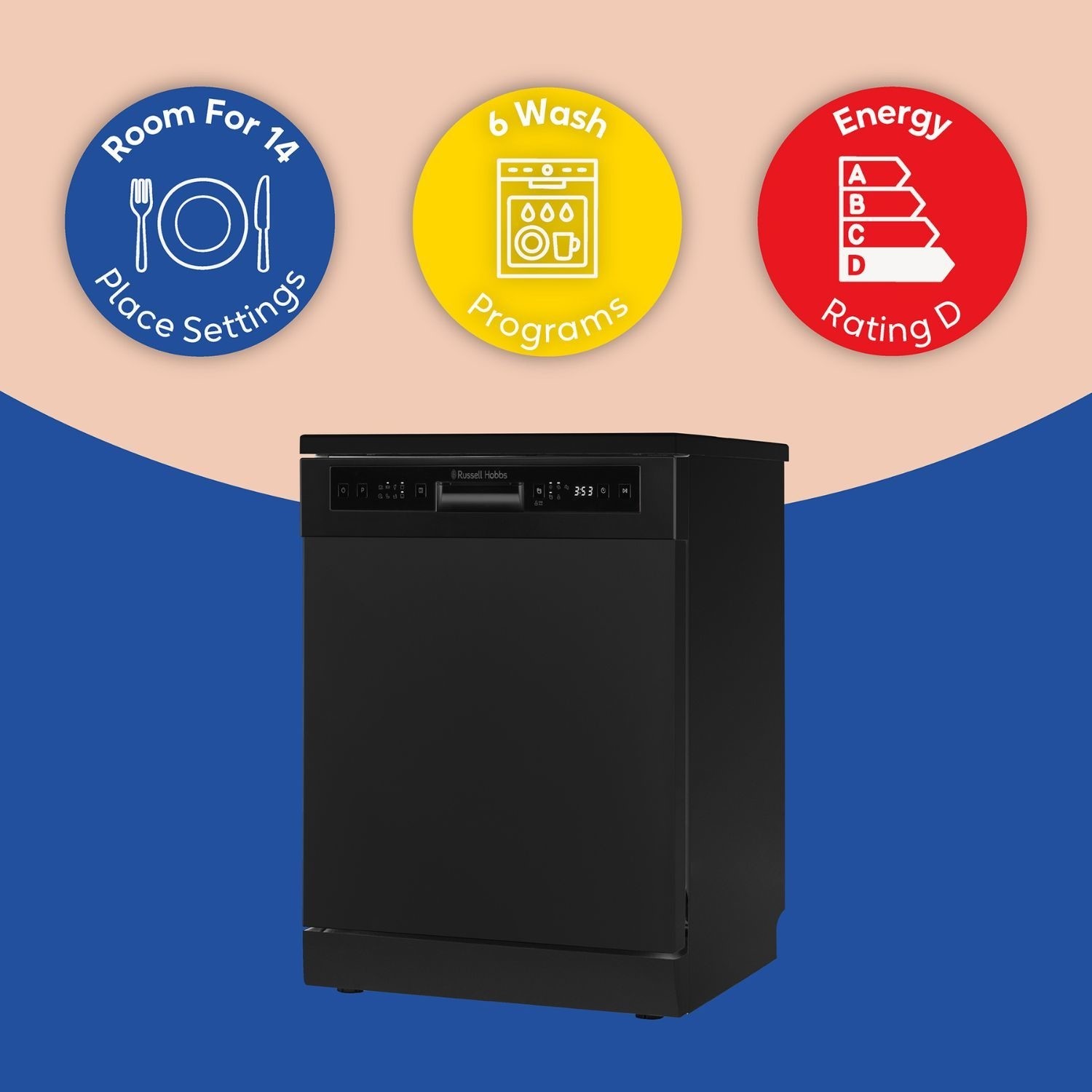 Russell Hobbs Freestanding Dishwasher - Black - Image 5