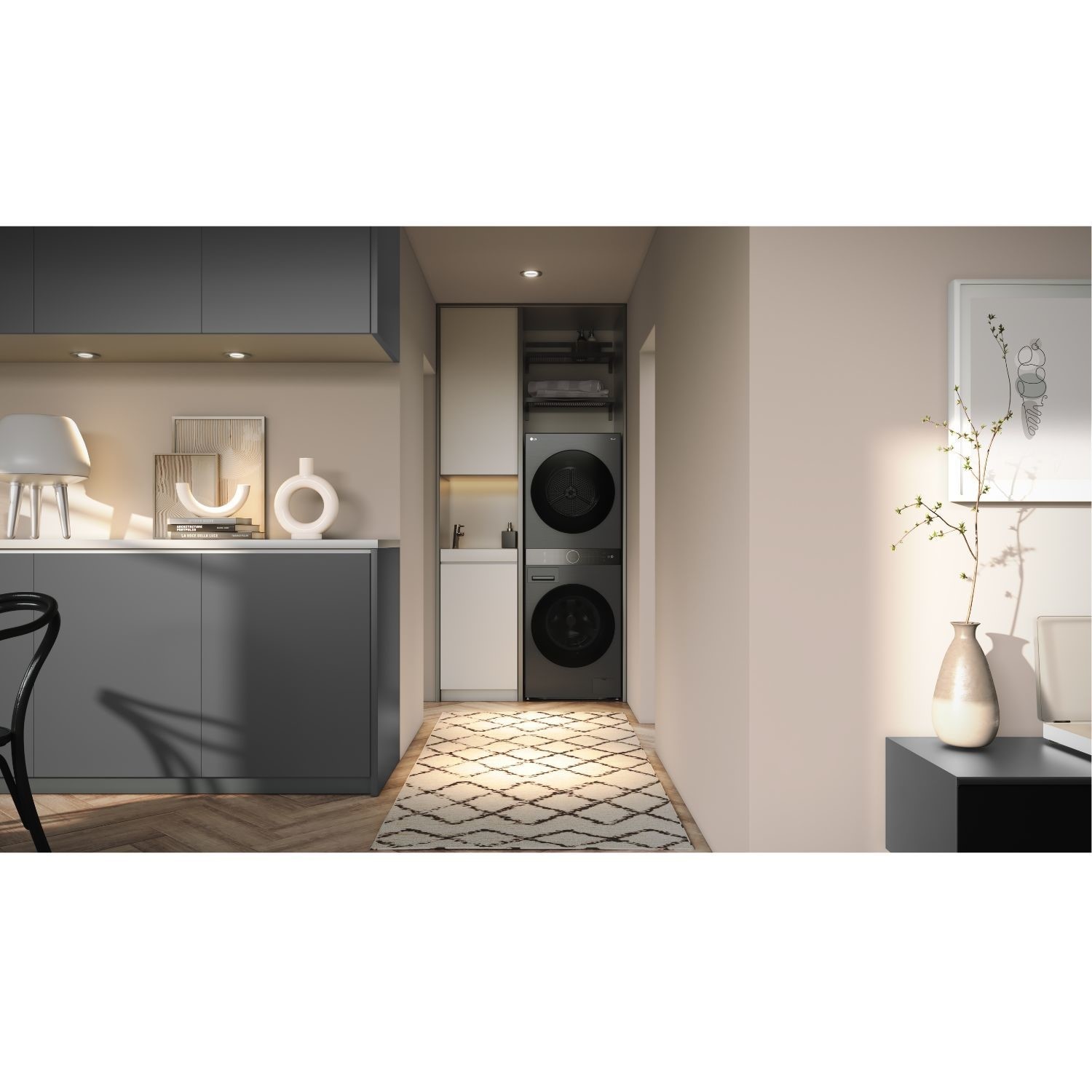 LG WashTower 12kg Wash 10kg Dry 1400rpm Stacked Washer Dryer - Black - Image 11