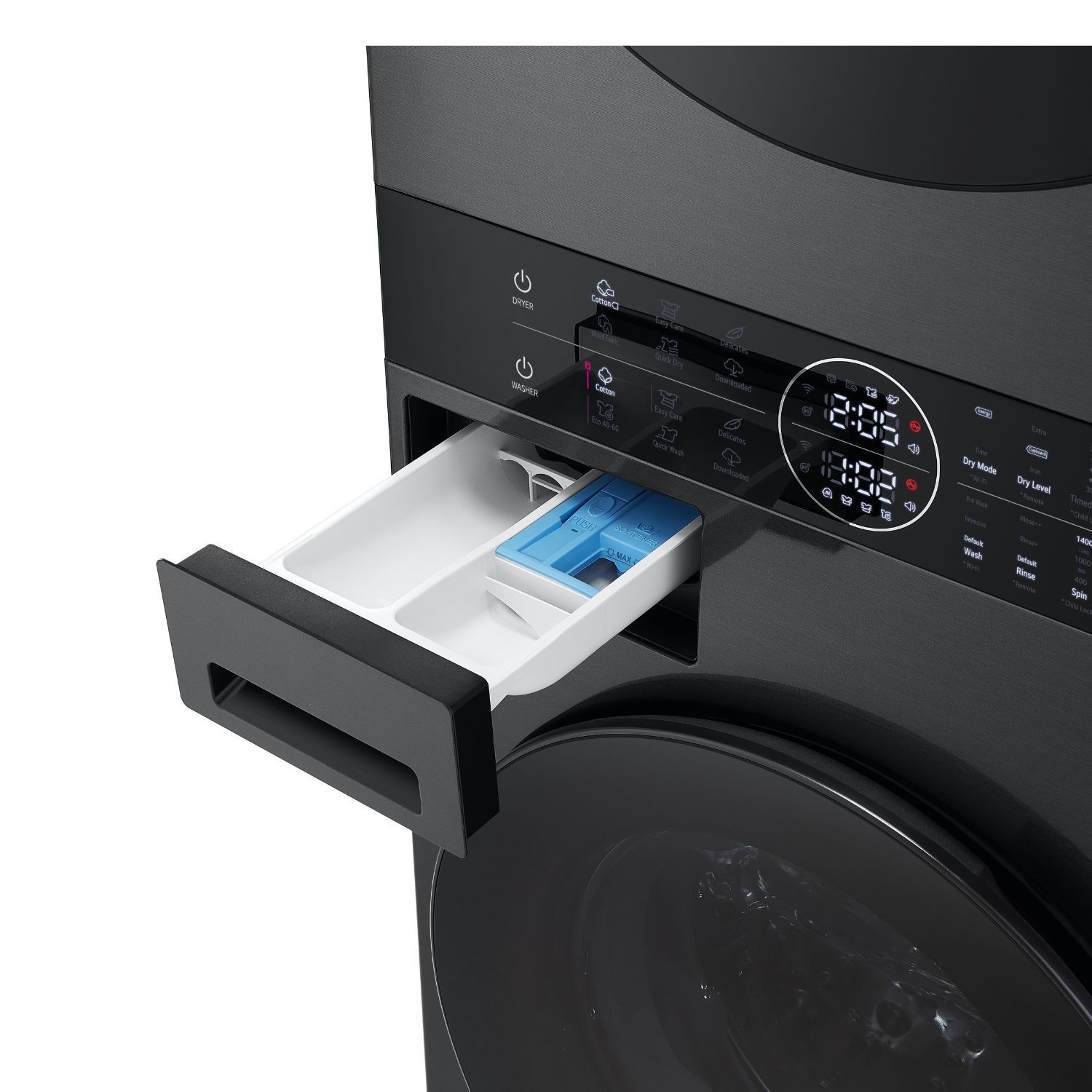 LG WashTower 12kg Wash 10kg Dry 1400rpm Stacked Washer Dryer - Black - Image 6