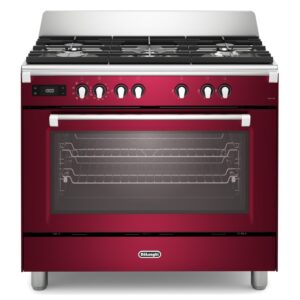 DeLonghi 90cm Dual Fuel Range Cooker - Burgundy