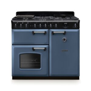 Rangemaster Classic Deluxe 100cm Dual Fuel Range Cooker - Stone Blue & Chrome