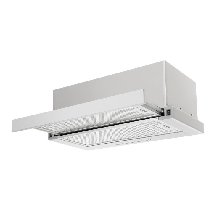 CDA 60cm Telescopic Canopy Cooker Hood - Silver