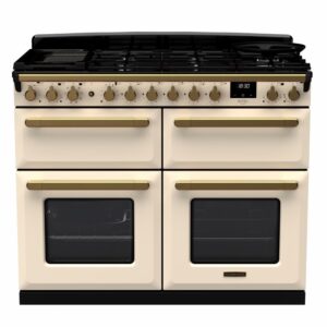 Rangemaster Estel Deluxe 110cm Dual Fuel Range Cooker - Pale Cream + Brass
