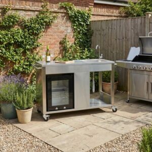 Boss Grill Stainless Steel BBQ Table with Sink and Fridge