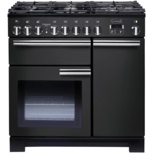 Rangemaster Professional Deluxe 90cm Dual Fuel Range Cooker - Black & Chrome