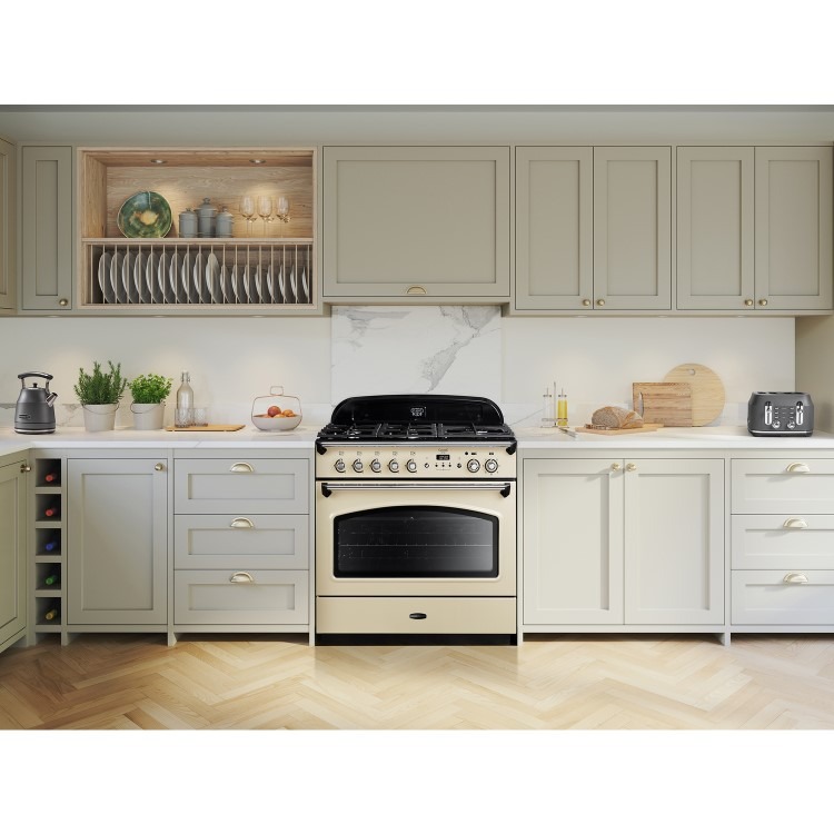 Rangemaster Classic 90cm Dual Fuel Range Cooker - Cream & Chrome - Image 2