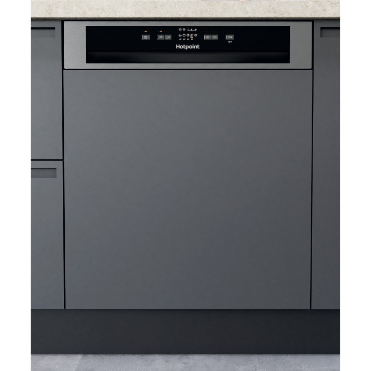 Hotpoint Semi-Integrated Dishwasher - Silver, Inverter Motor