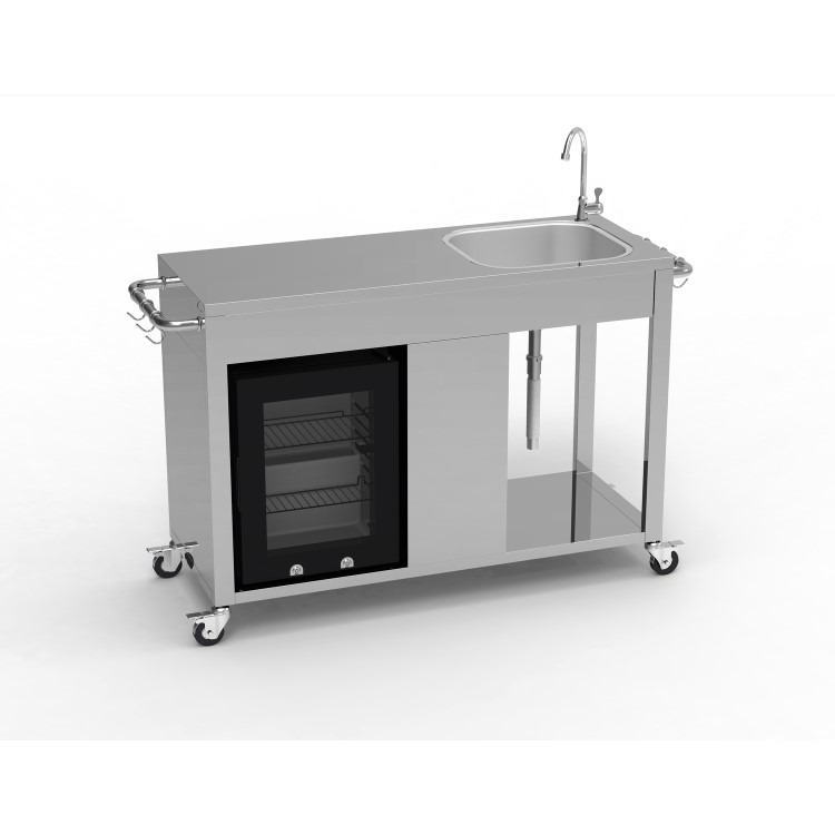 Boss Grill Stainless Steel BBQ Table with Sink and Fridge - Image 2