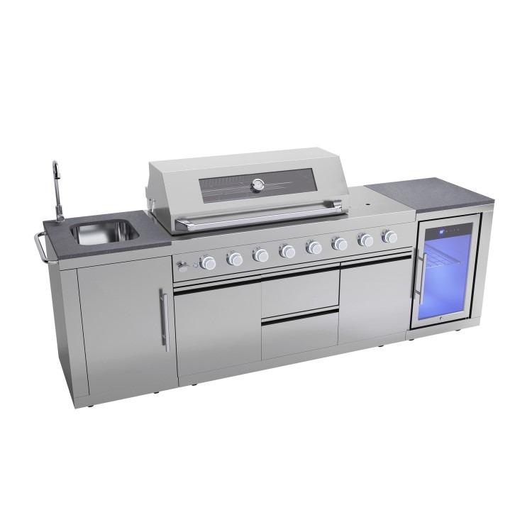 Monster Grill - Ultimate Outdoor Kitchen - 6 Burner Gas BBQ Grill with Fridge and Sink - Image 2