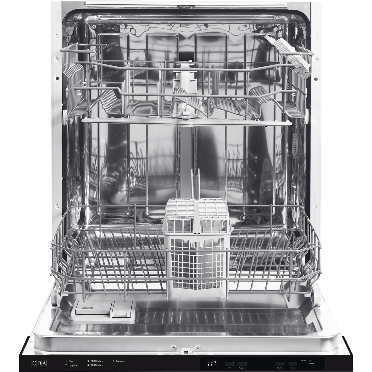 CDA Integrated Dishwasher - Hygiene cycle, Black control panel - Image 2