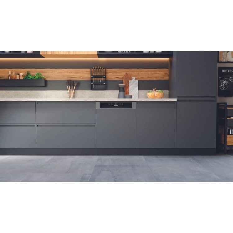 Hotpoint Semi-Integrated Dishwasher - Silver, Inverter Motor - Image 2