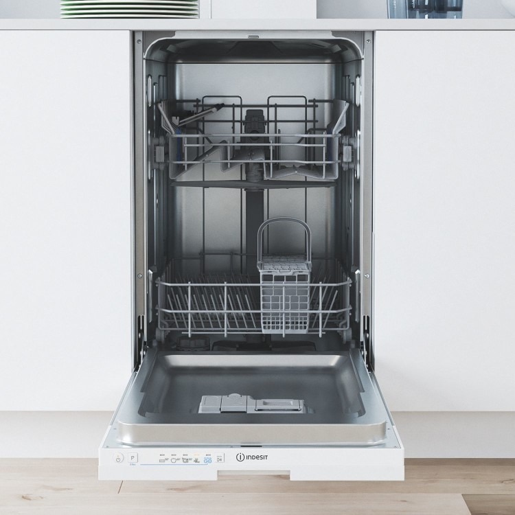 Indesit Push&Go Integrated Slimline Dishwasher - White Contol Panel - Image 2