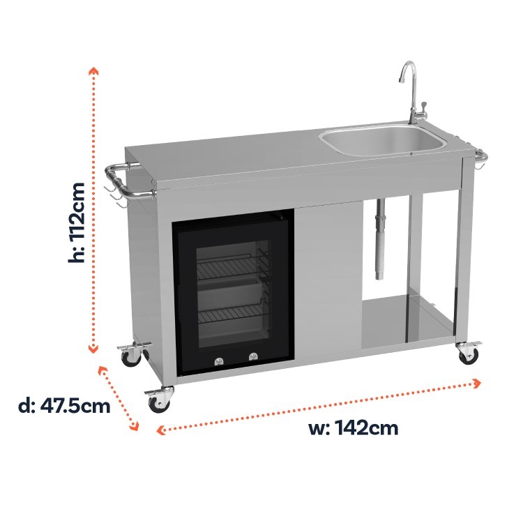 Boss Grill Stainless Steel BBQ Table with Sink and Fridge - Image 3