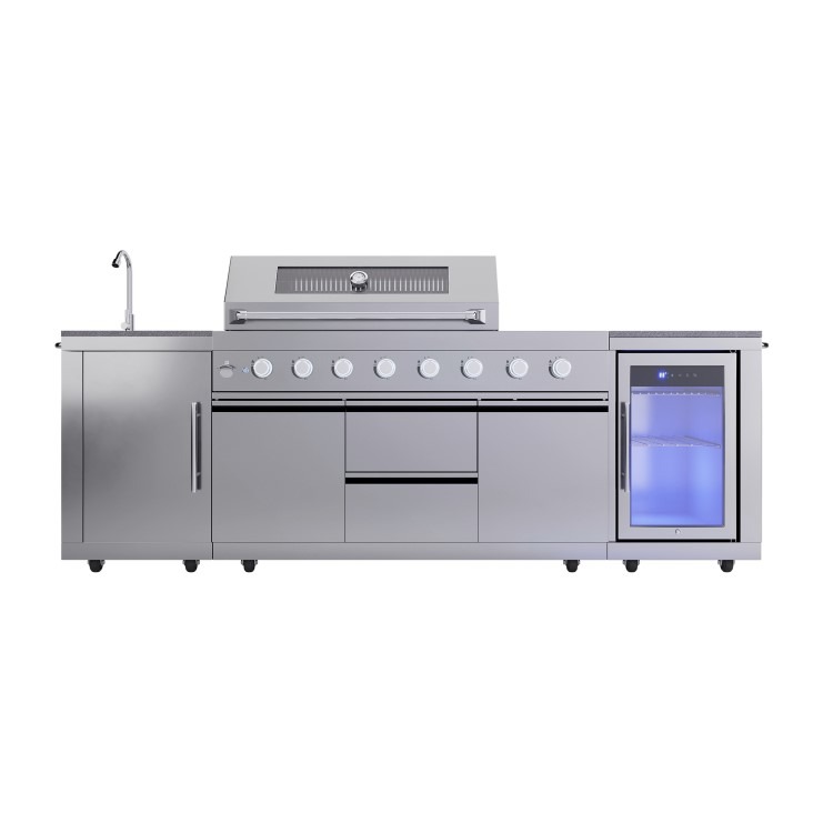 Monster Grill - Ultimate Outdoor Kitchen - 6 Burner Gas BBQ Grill with Fridge and Sink - Image 3
