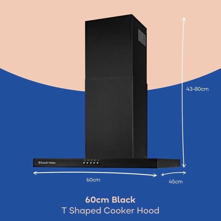 Russell Hobbs 60cm Chimney Cooker Hood - Black - Image 3