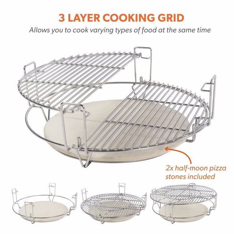 Boss Grill King Egg - 27 Inch Ceramic Kamado Style Charcoal Smoker BBQ Grill - Image 3