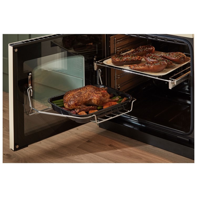 Rangemaster Classic Deluxe 100cm Dual Fuel Range Cooker - Pale Cream & Brass - Image 8