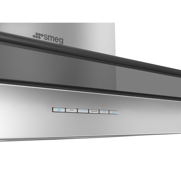 Smeg 60cm Flat Glass Chimney Cooker Hood - Stainless Steel with Black Glass Canopy - Image 4